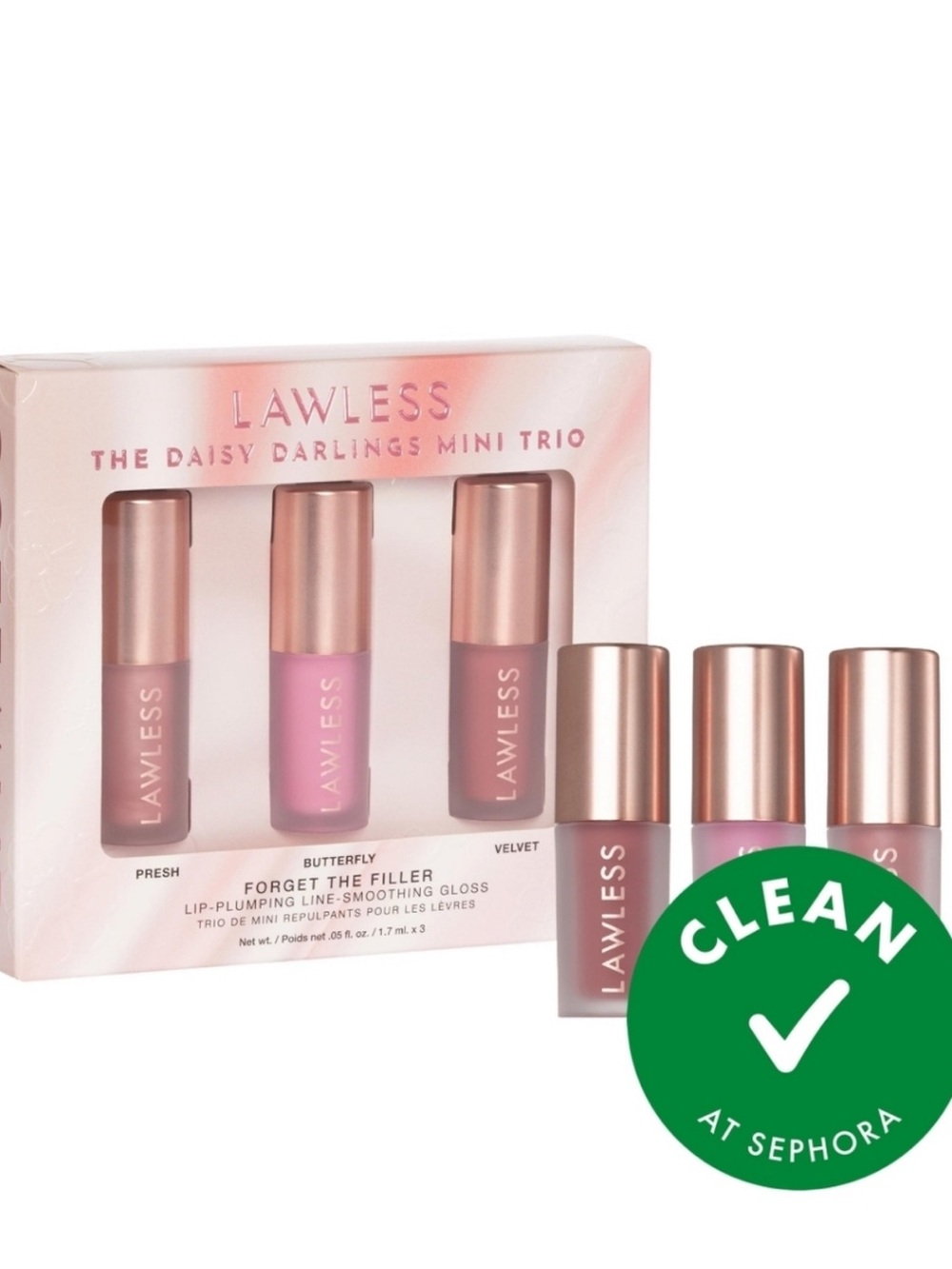 LAWLESS Mini Trio Lip Gloss Set - Rose, Pink, Mauve